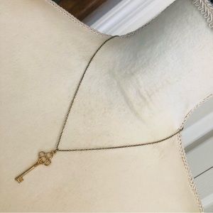 Icing gold plated skeleton key pendant on chain necklace
